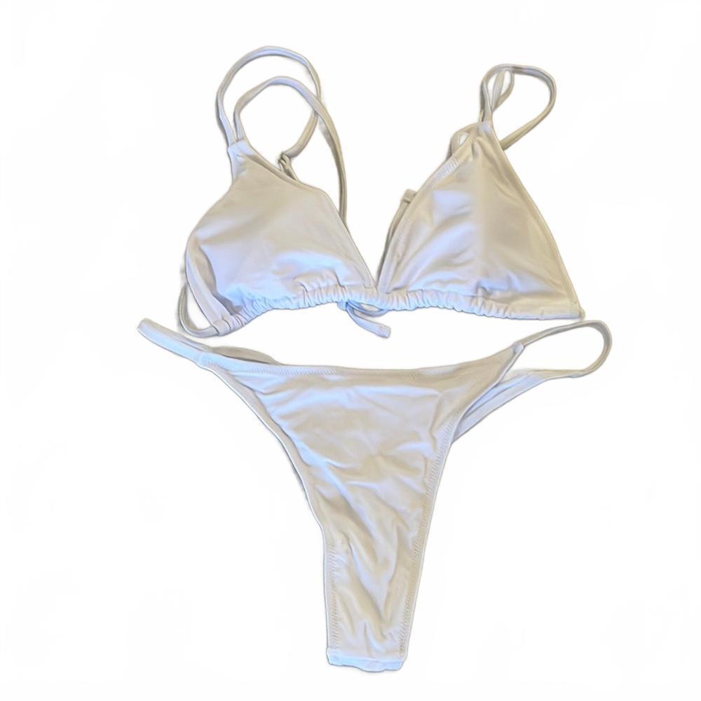 Stylish White Triangle Thong Bikini Set‎ NWOT